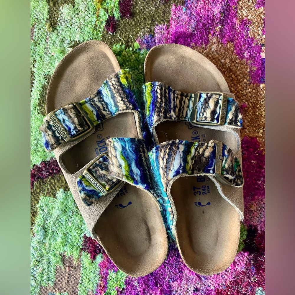 Birkenstock Tan Suede with Unique Woven Detail Sz 37 L6 - Picture 8 of 8